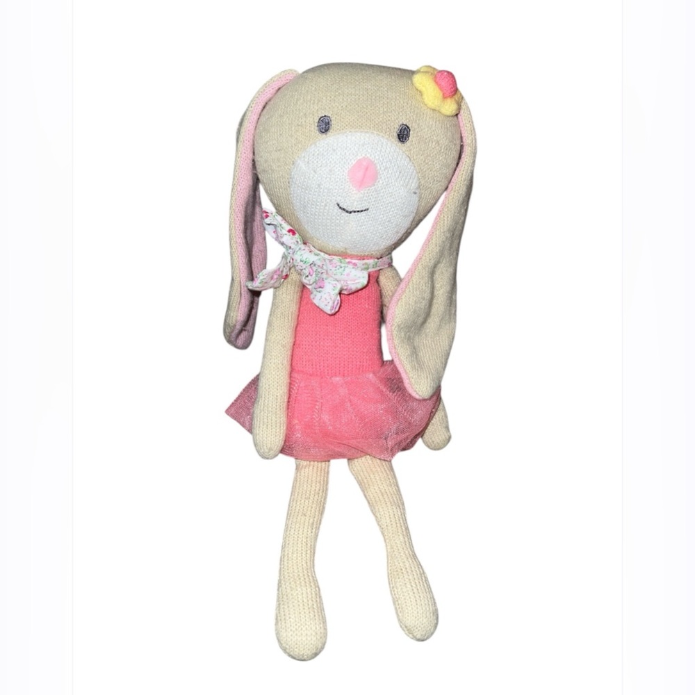 The Peanutshell Harper The Bunny Knit Stuffed Animal Plush Easter Toy Lovey 14”